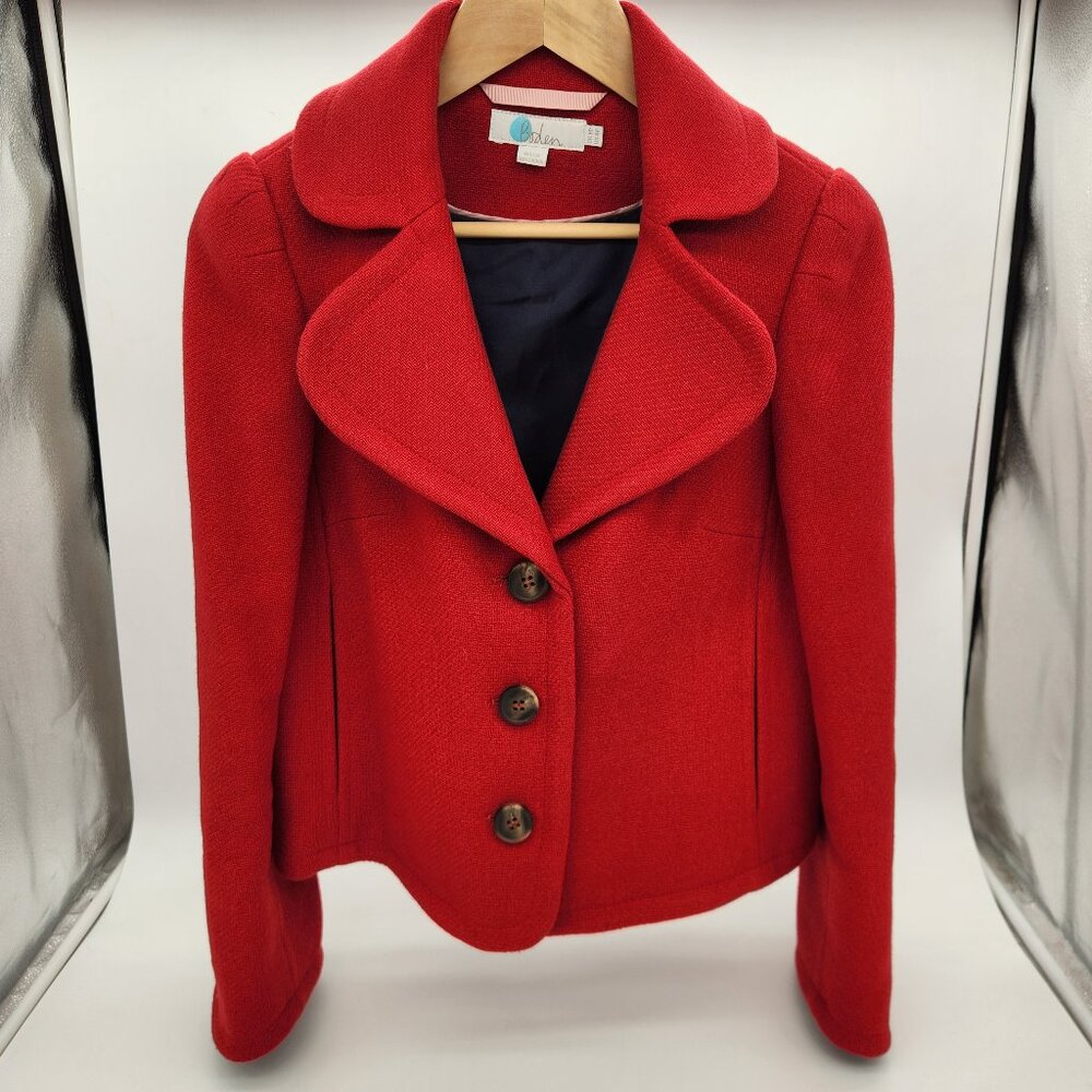 Boden women's red swing jacket with slit wrists, size 4